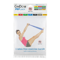 Set de 3 Bandas Elásticas Cando libre de látex 1,5 mts  Resistencia Baja — Cando (ECT97026)